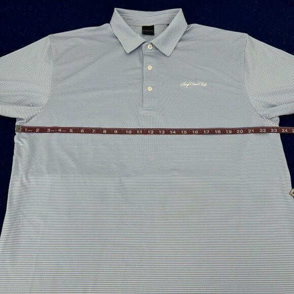 Dunning Shirt Men's XL Blue Pink Stripes Short Sleeve Polo Golf Long Cove Club - Picture 10 of 11